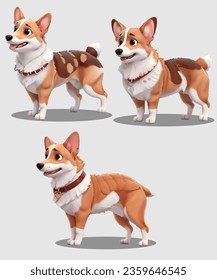 Pembroke Welsh Corgi Dog 3D Animation Vector Design