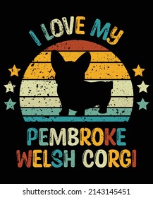 Pembroke Welsh Corgi silhouette vintage and retro t-shirt design svg