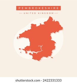 Pembrokeshire (United Kingdom, Wales, Cymru, Principal areas of Wales) map vector illustration, scribble sketch Pembrokeshire map