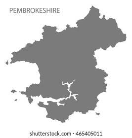 Pembrokeshire Wales Map Grey