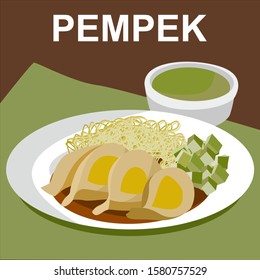 Pempek or empek-empek is a typical Palembang food made from soft ground fish and mixed with starch and several other ingredients.