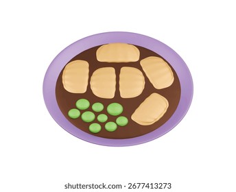  renderização de ilustração 3d do ícone pempek
