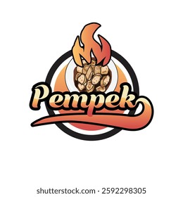 Pempek indonesia food vintage logo template design