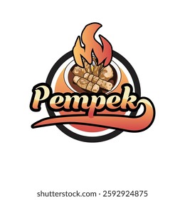 Pempek indonesia food vintage logo template graphic