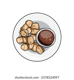 Pempek indonesia street food illustration design