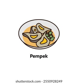 Pempek Indonesian Traditional Food Vector Illustration