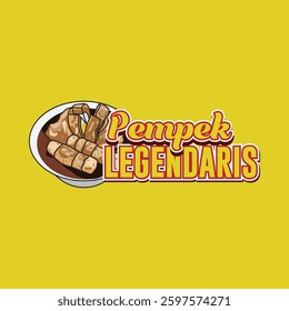 Pempek legendaris food logo template illustration design