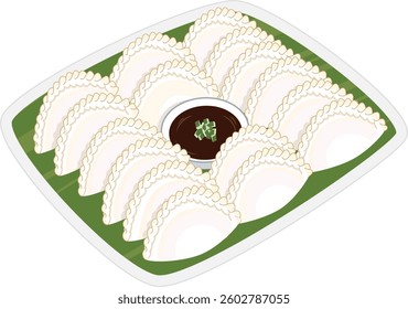 Pempek Pistel Young Papaya Cireng shredded chicken Indonesian Food Illustration
