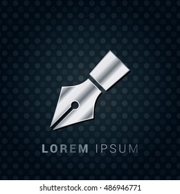 Pen 3D Silver/Platinum/Steel Metallic Premium Icon / Logo Design