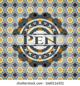 Pen arabesque badge. arabic decoration.