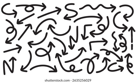 pen arrow, charcoal and arrow sketches in dynamic styles. hand drawn directional grunge arrow designs elements add artistic flair to infographics, presentations, and designs
