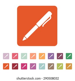 The pen and ballpoint icon. Writing symbol. Flat Vector illustration Button Set