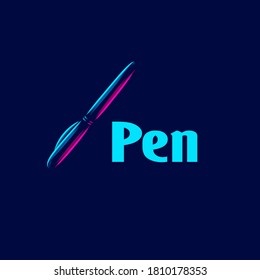 Pen ballpoint line pop art potrait logo colorful design with dark background. Abstract vector illustration. Isolated black background for t-shirt, poster, clothing