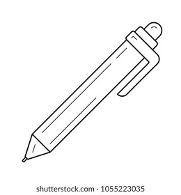 Icono de línea vectorial de punto de balanceo de la pluma aislado en fondo blanco. Icono de la línea de punto de encuentro de la pluma para infografía, sitio web o aplicación. Icono diseñado en un sistema de cuadrícula.