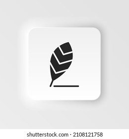 Pen, bird feather icon - Vector. Simple element illustration from UI concept. Pen, bird feather icon neumorphic style vector icon