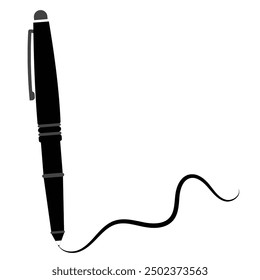pen and black ink line stroke icon in grey scale isolated on white background.