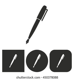 Pen - black and white icons. Vector illustration.