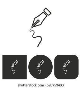 Pen - black and white icons. Vector illustration.