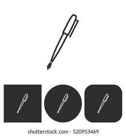 Pen - black and white icons. Vector illustration.