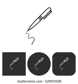 Pen - black and white icons. Vector illustration.