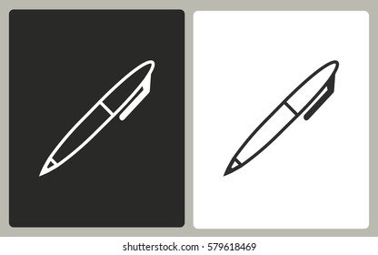 Pen - black and white icons. Vector illustration.