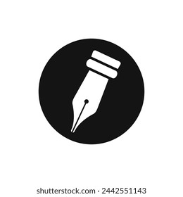 Pen black and white vector icon