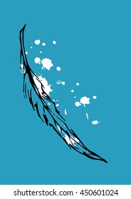 Pen with blots in art style. Vector illustration.