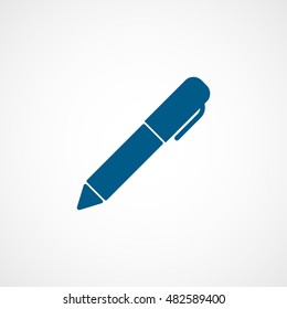 Pen Blue Flat Icon On White Background