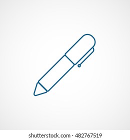 Pen Blue Line Icon On White Background