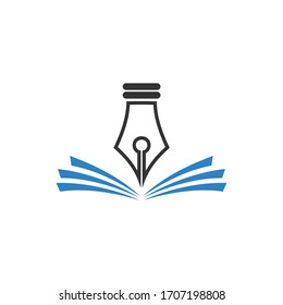 Pen and book education and journalistic logo