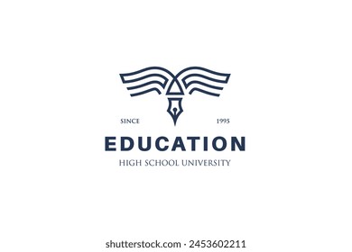 pen book education vector logo simple vintage line style for university, book story logo identity