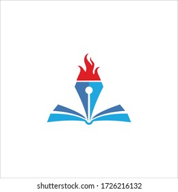 pen, book, fire vector logo design. education of logo illustrations