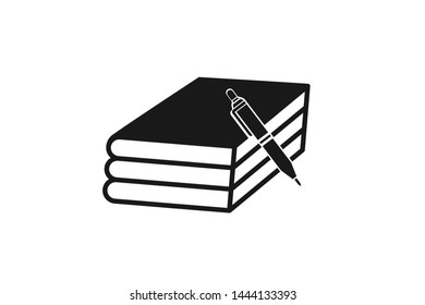 Pen and book icon vector on white background, education icon vector 