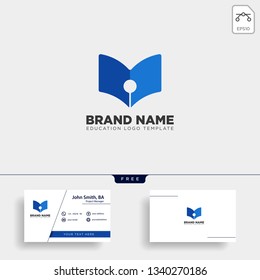 pen book learning line logo template vector illustration