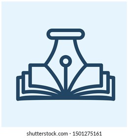 pen book logo design template. for publisher and education logo 