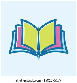 pen book logo design template. for publisher and education logo 