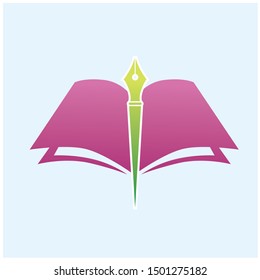 pen book logo design template. for publisher and education logo 