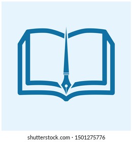 pen book logo design template. for publisher and education logo