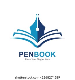 Pen book logo vector design. Suitable for business, education, and author