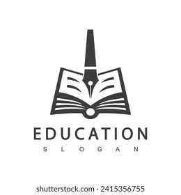  Pen with book logo vector. Education logo template 