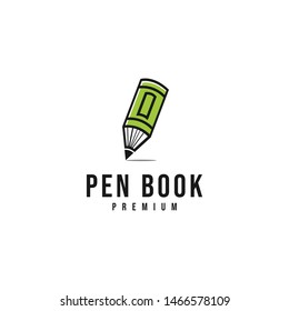 Pen book logo vector icon illustration