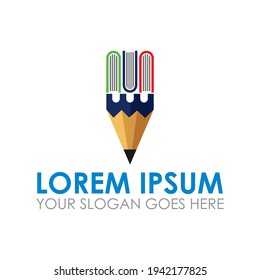 vector del libro de lápiz, logotipo educativo