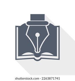 Pen with book vector icon, designer concept flat design illustration