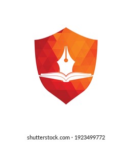 Pen and book vector logo design. Book Writer Logo Template Design Vector.