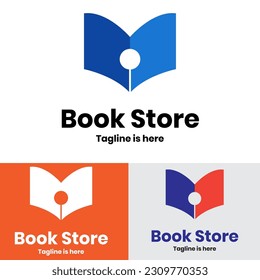 Diseño del logo de la pluma y del vector del libro.	
