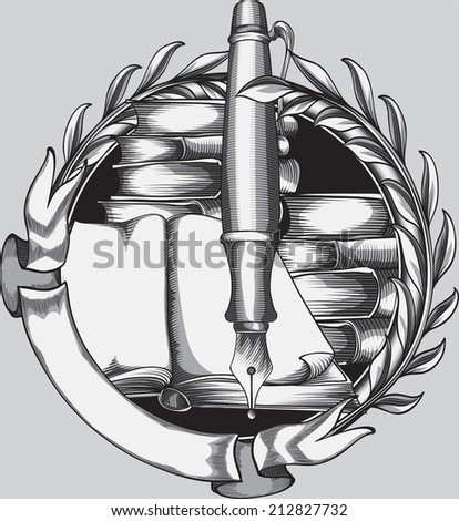 Pen & books emblem