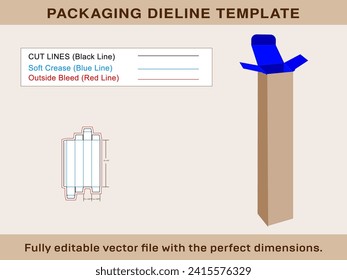 Pen Box Dieline Template, Vector File and 3d box, Vector File