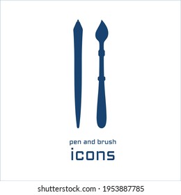 pen and brush icon, flat vector image illustration. icons for the site, identity 