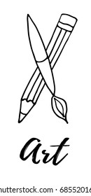 pen brush icon of hand drawn vector doodle element.
