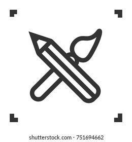 pen and brush line icon